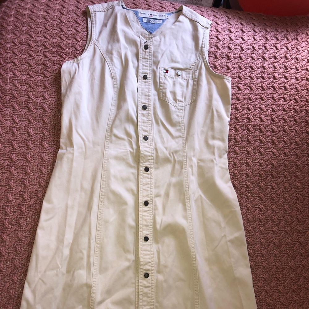 Tommy Hilfiger Cream Sleeveless Midi Dress